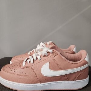 Nike Women's Court Vision LO NN Pink and White Sneakers